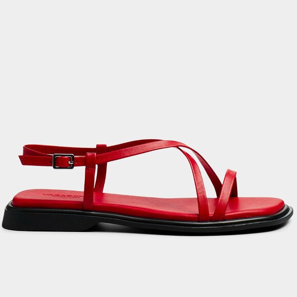 Vagabond Shoemakers Swedish Brand Flat Heel Sandals Shoes Red-Black (NOT VEGAN) - Picture 2 of 3
